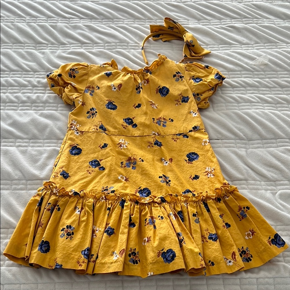 Janie and Jack Yellow Halter Sundress with Puff Cap Sleeves